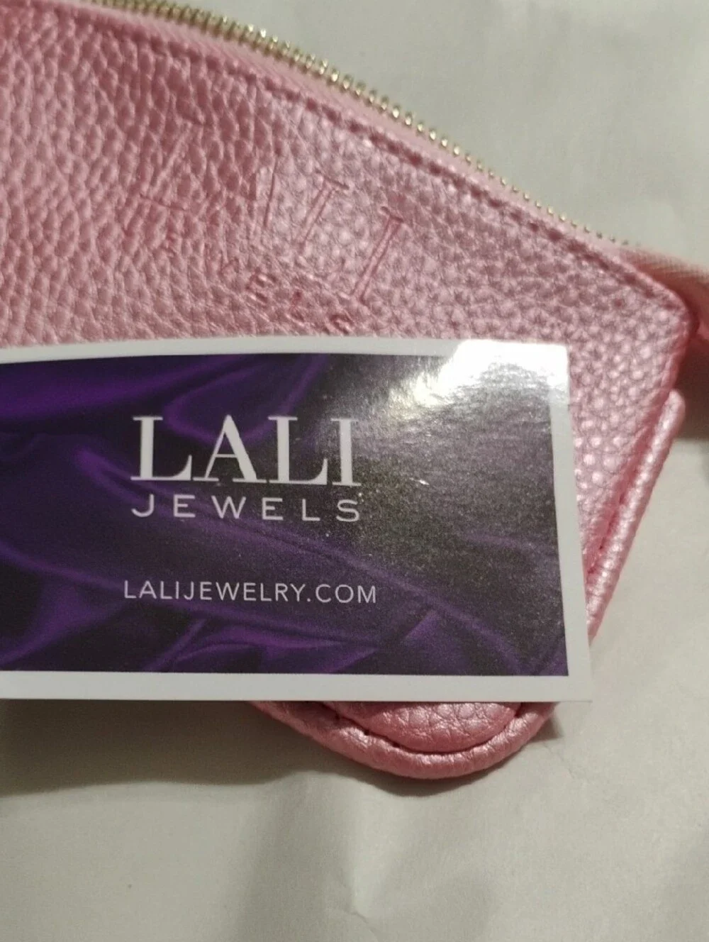 Pink Pebbled Key & Card Pouch with Gold Ring